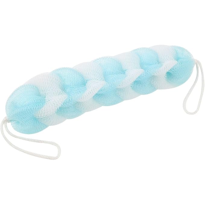 Ruilogod Nylon Mesh Bath Shower Pouf Back Cleaning Scrubber Puff Blue White (id: 367 309 930 361 5cb - Image 1